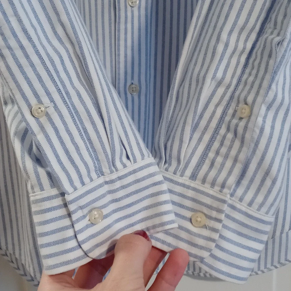 🐎Ralph Lauren🐎 - Men's Blue/White Stripe L/S Oxford Button Down - Picture 7 of 15